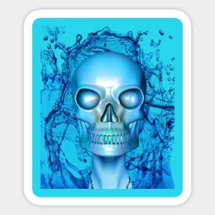 Metal Skull in Water Sticker